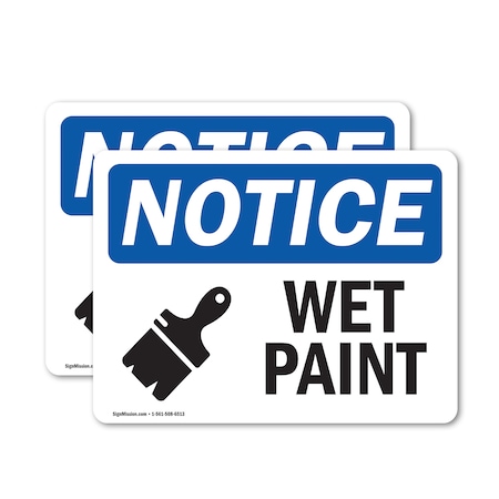 Signmission Wet Paint Sign With Symbol, 14 in W x Rectangle, Vinyl Decal OS-2PACK-NS-D-1014-L-19035